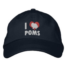 I Liebe-Poms gestickter Hut (dunkel) Bestickte Baseballkappen