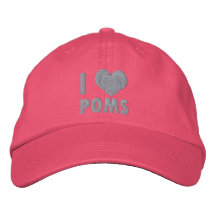 I Liebe-Poms gestickter Hut (Rosa) Bestickte Baseballmütze