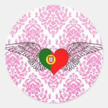 I Liebe Portugal - Flügel Runde Sticker
