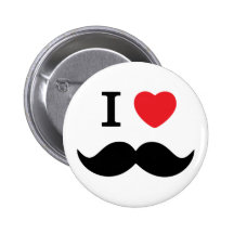I Liebe-Schnurrbart-Knopf Buttons