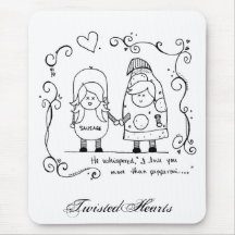 I Liebe Sie mehr als Pepperonis, TwistedHearts Mousepads