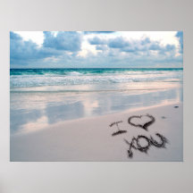 I Liebe Sie, Strand-Sonnenuntergang Poster