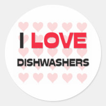 I LIEBE-SPÜLMASCHINEN RUNDE STICKER