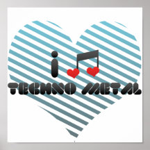 I Liebe Techno Metall Plakatdrucke