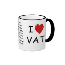 I Liebe VAT - Dreiergruppe versah VAT-Becher mit S Kaffeetassen