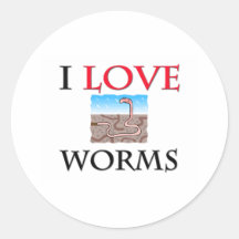 I Liebe-Würmer Runde Sticker