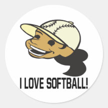 I LiebeSoftball Runder Sticker