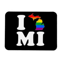 I LOVE GAY MICHIGAN - WHITE -.png Flexible Magnet