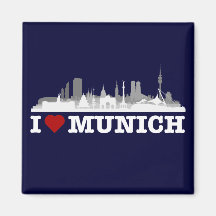 I love München Stadt Skyline - Kühlschrankmagnet