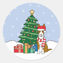 Ibizan Jagdhund-und Weihnachtsbaum Sticker