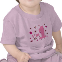 "Ich bin 1" Rosa und Brown-Blumen-Geburtstag Tshirts