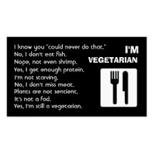 Ich bin vegetarisch: Antworten Visitenkartenvorlage