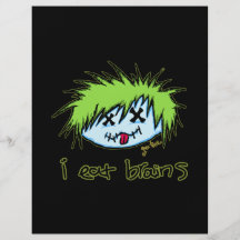 "ich esse Gehirne" Typ-Zombie (auf dunklem Hinterg Flyerdesign