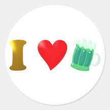 Ich liebe Irland I love Ireland grünes Bier Runder Sticker