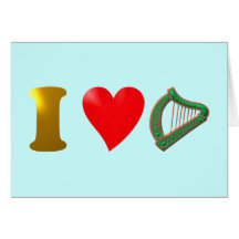 Ich liebe Irland I love Ireland Harfe harp Karte