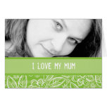 "Ich Liebe meine Mama" weiß u. grün mit Foto Karte