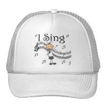 Ich singe musikalische Strichmännchen-T-Shirts und Retrokappen