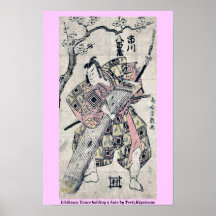 Ichikawa Yaozo, das einen Koto durch Torii, Kiyots Poster