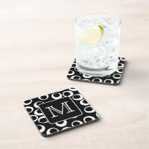 Ihr Brief. Schwarzweiss-Monogramm. Spaß-Muster Cocktail Untersetzer