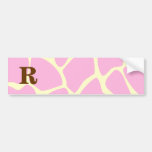 Ihr Buchstabe-Gewohnheits-Monogramm. Rosa Giraffen Auto Sticker