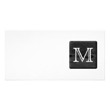 Ihr Buchstabe-Monogramm. Bild des schwarzen Holzes Foto Karten Vorlage