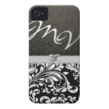 "Ihre Initialen" eleganter Damast mit Diamanten Case-Mate iPhone 4 Hülle