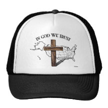 Im Gott vertrauen wir mit schroffem Kreuz und US-K Retro Cap