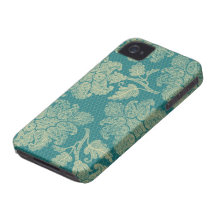 Imitat schnürt sich aquamarines und Sahneblumendam Case-Mate iPhone 4 Hülle