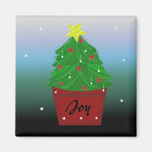 Immergrüner Weihnachtsbaum im Topf Kühlschrankmagnet