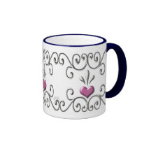 In einer Liste verzeichneter Herz-rosa Wecker-Bech Kaffee Tasse