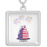 Independence Day July 4th Cake Necklace