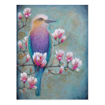 Inder Holi Vogel auf Magnolien-Baum-Postkarte