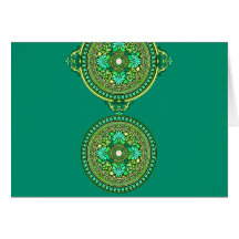 Indische Grün-und Aqua-Disc mit Monogramm Grußkarten