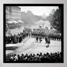 Infanterie führen auf Pennsylvania-Allee 1865 vor Plakat