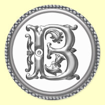 Initial B Round Sticker in Silver aufkleber