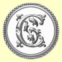 Initial C Round Sticker in Silver aufkleber