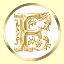 Initial F Round Sticker in Gold aufkleber
