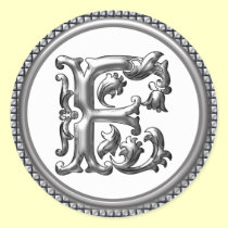 Initial F Round Sticker in Silver aufkleber