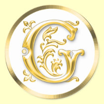 Initial G Round Sticker in Gold aufkleber