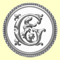 Initial G Round Sticker in Silver aufkleber