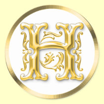 Initial H Round Sticker in Gold aufkleber