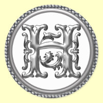 Initial H Round Sticker in Silver aufkleber