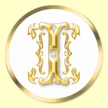 Initial I Round Sticker in Gold aufkleber