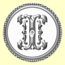 Initial I Round Sticker in Silver aufkleber