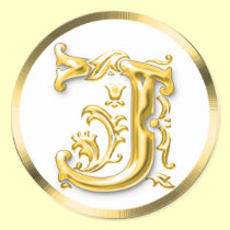 Initial J Round Sticker in Gold aufkleber