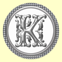 Initial K Round Sticker in Silver aufkleber