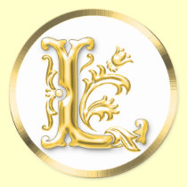 Initial L Round Sticker in Gold aufkleber