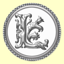 Initial L Round Sticker in Silver aufkleber