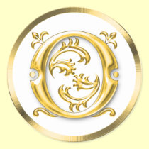 Initial O Round Sticker in Gold aufkleber