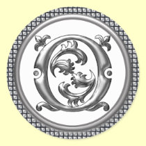 Initial O Round Sticker in Silver aufkleber